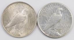 Lot of (2) Peace Silver Dollars.