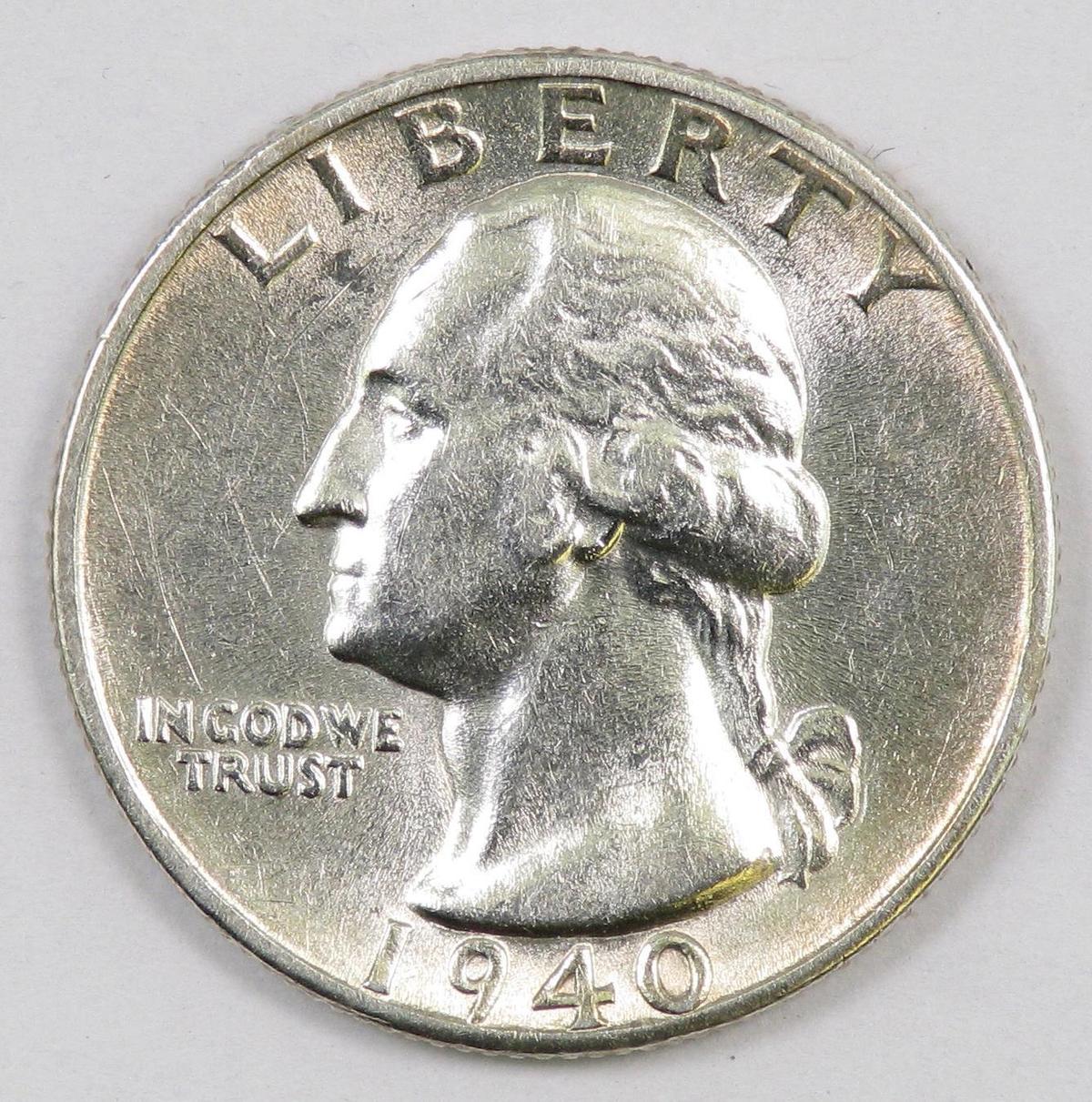 1940 S Washington Silver Quarter.