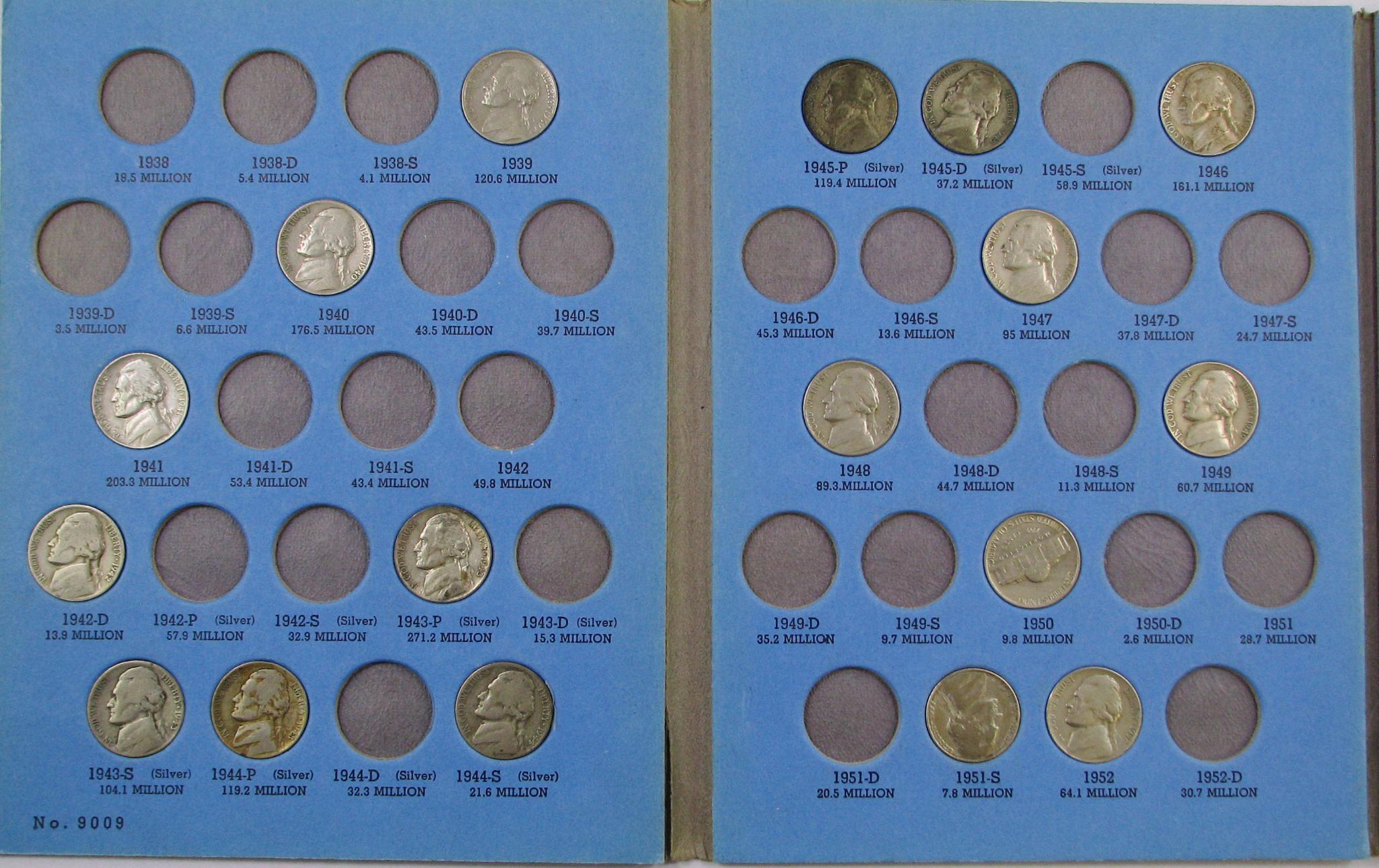Lot of (4) Jefferson Nickel Albums containing (189) Coins.