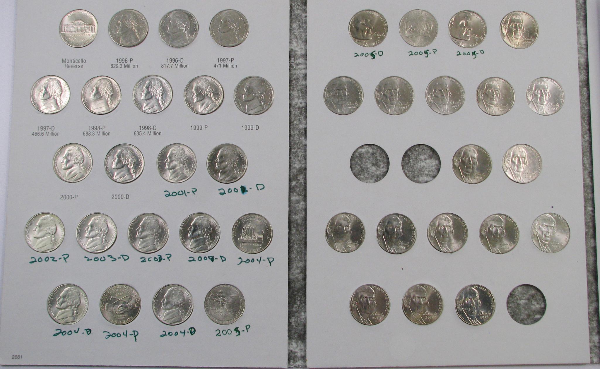 Lot of (4) Jefferson Nickel Albums containing (189) Coins.