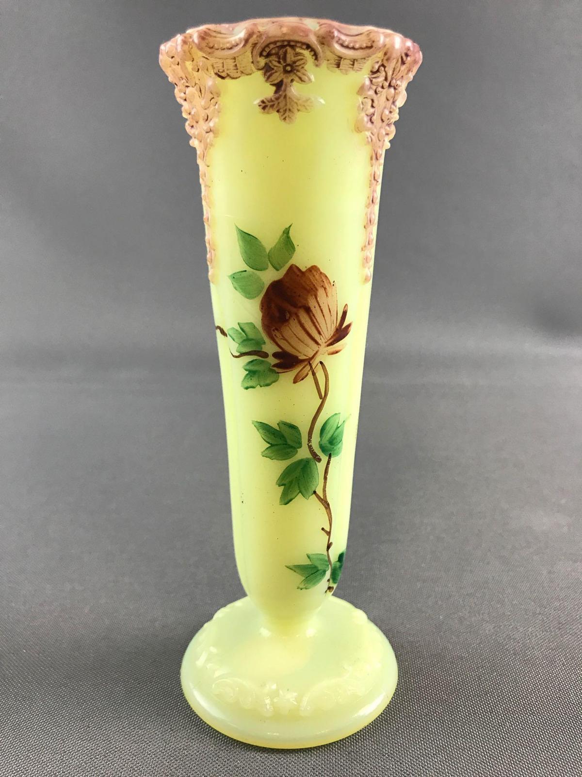 Antique Custard Glass vase Victoria