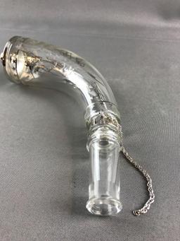 Vintage glass war scene horn/flask