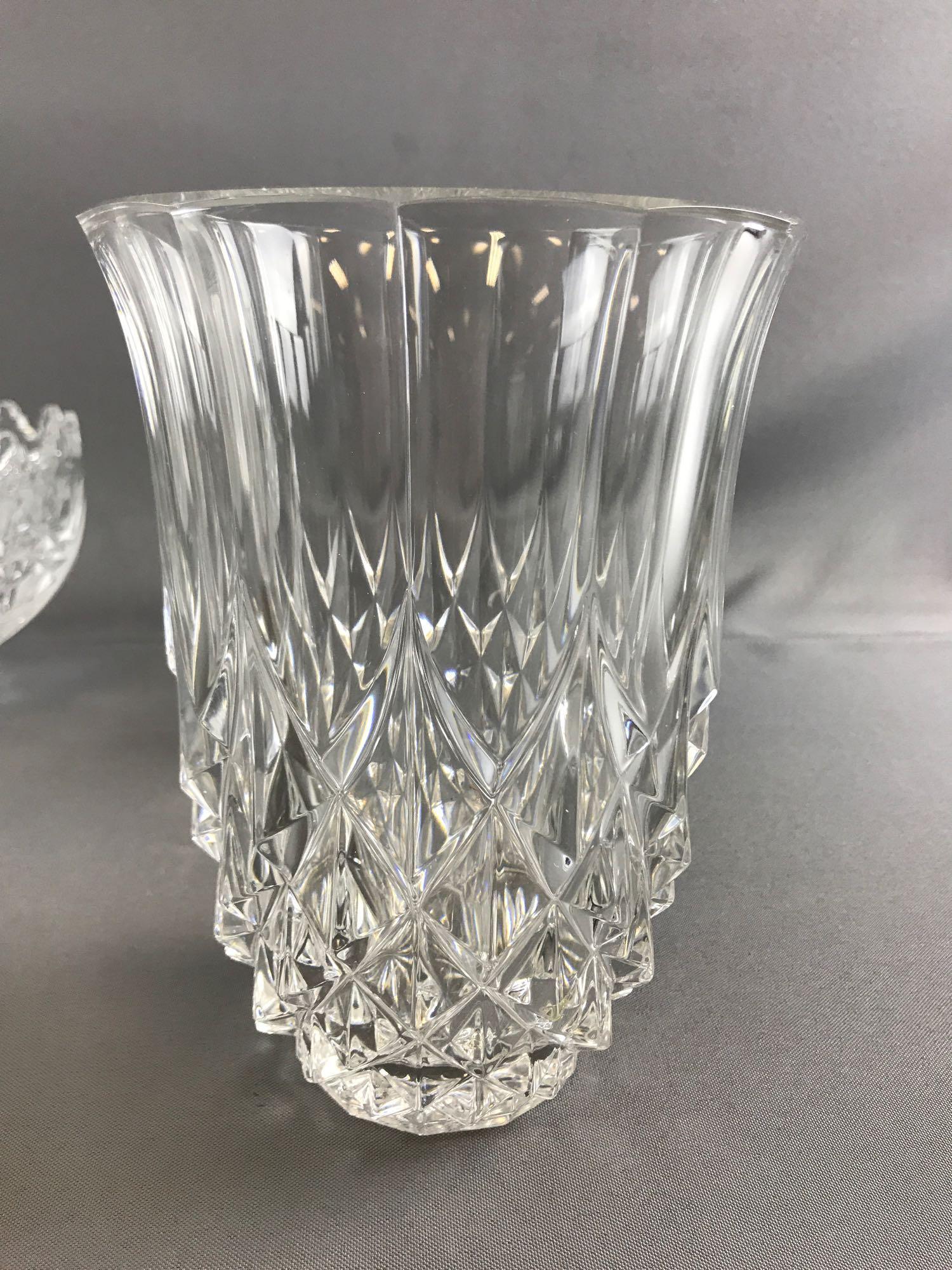 Group of 4 pressed glass bowls and vases