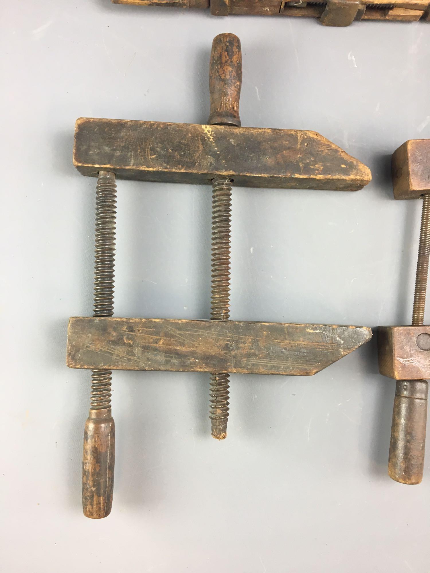Group of 4 Antique Wooden Clamps