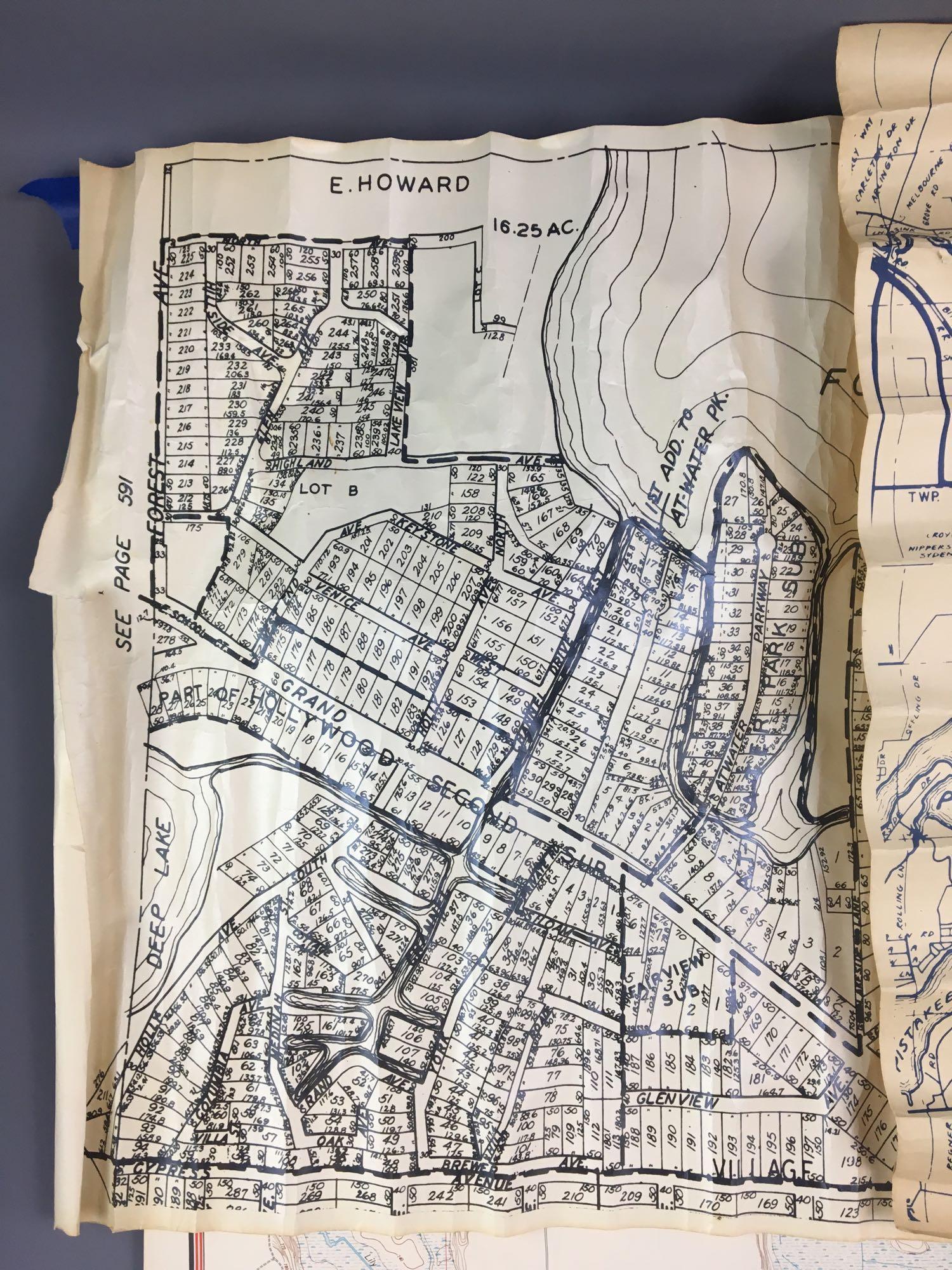 Group of 5 Vintage Fox Lakes Area Maps and more