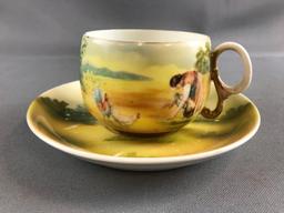 Antique Royal Bayreuth cup and saucer chickens