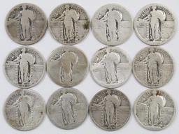 Lot of (12) Standing Liberty Silver Quarters.