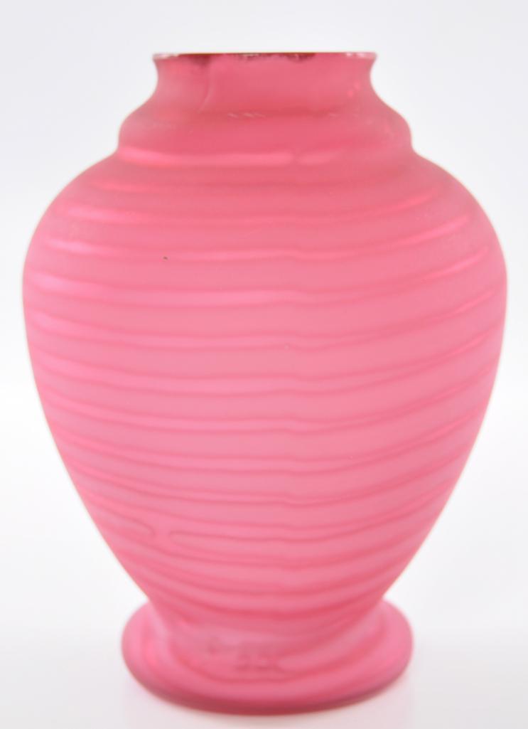 Antique Pink Mother of Pearl Satin Glass Vase