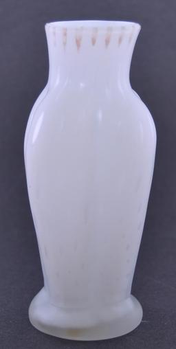 Antique White Mother of Pearl Satin Glass Rain Drop Pattern Vase