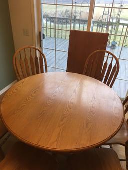 Oak Table with 6 Chairs and Leaf