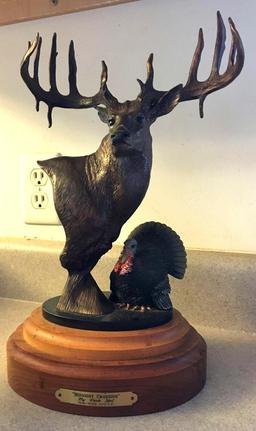 Numbered National Wild Turkey Federation Midnight Crossing Statue by Dick Idol
