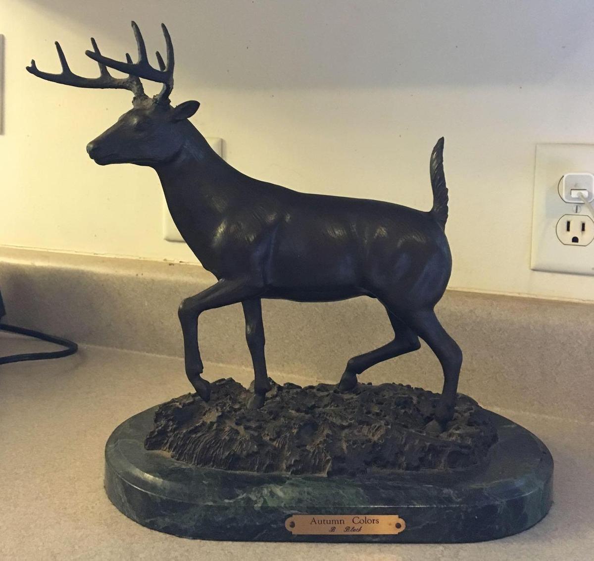 Autumn Colors Metal Buck Statue by B. Black