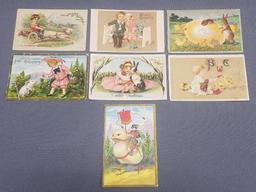 Lot of (7) Antique Easter Post Cards.