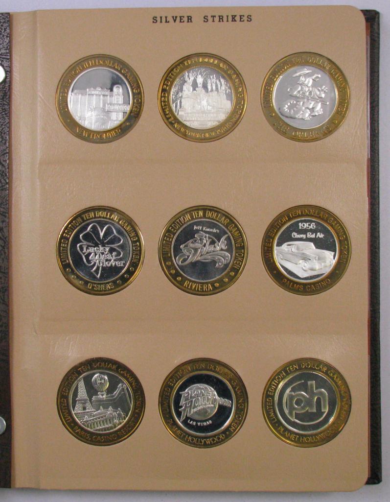 Lot of (42) .999 Silver Casino Gaming Tokens in Dansco Album 7003.