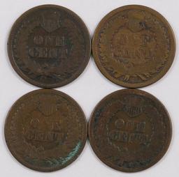 Lot of (4) Indian Head Cents.