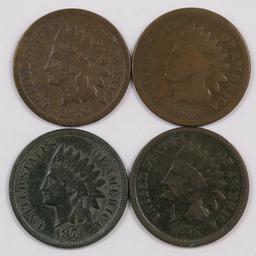 Lot of (4) Indian Head Cents.