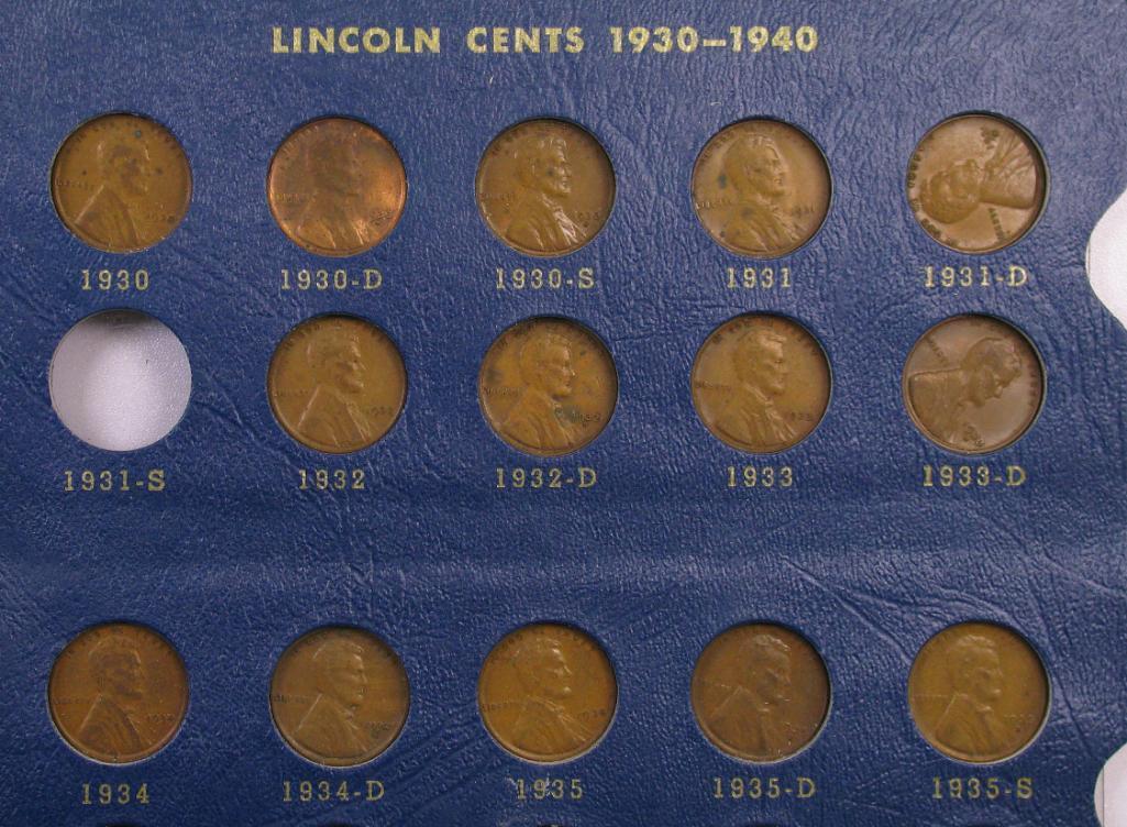 Lot of (86) Lincoln Wheat Cents in Vintage Whitman 9405 Album 1909-1940.