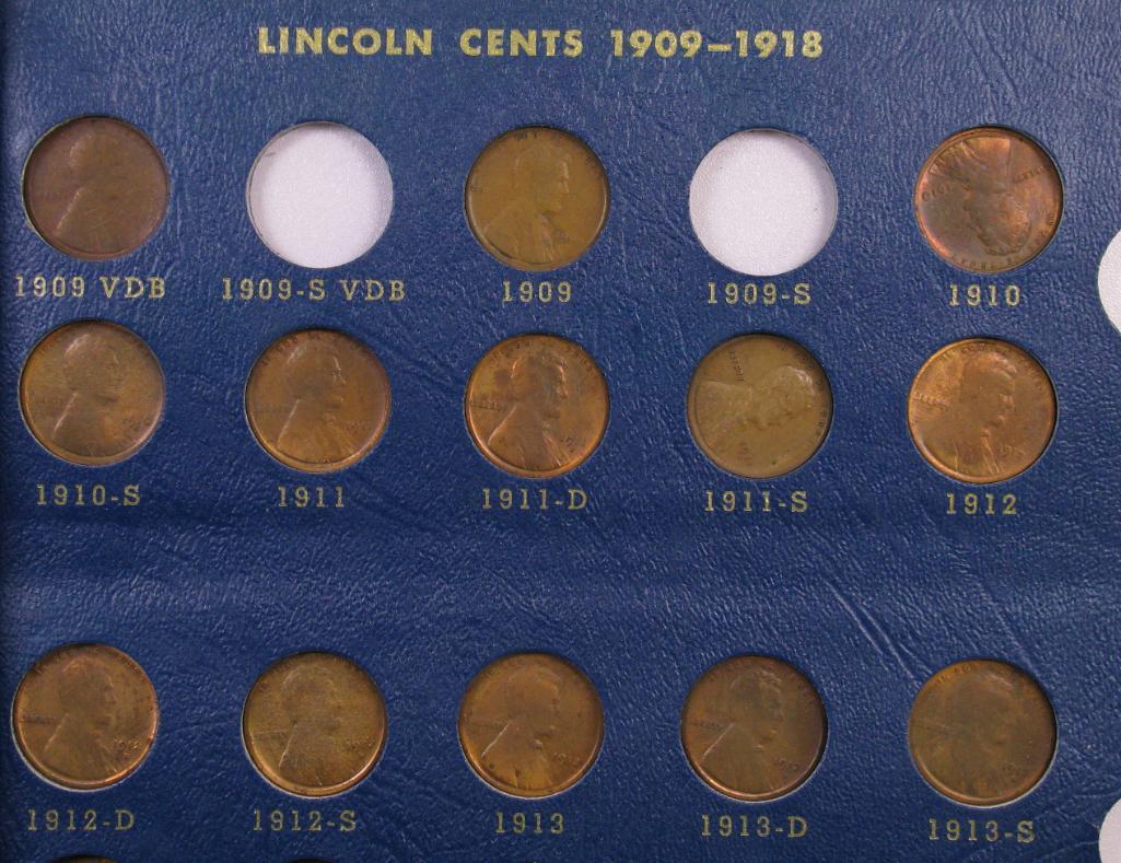 Lot of (86) Lincoln Wheat Cents in Vintage Whitman 9405 Album 1909-1940.