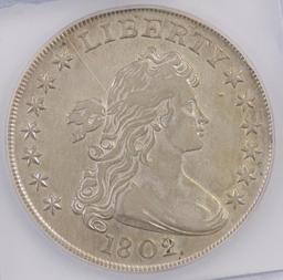 1802/1 Draped Bust Dollar (ICG) EF40.