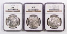 Lot of (3) Morgan Silver Dollars all (NGC) MS63.