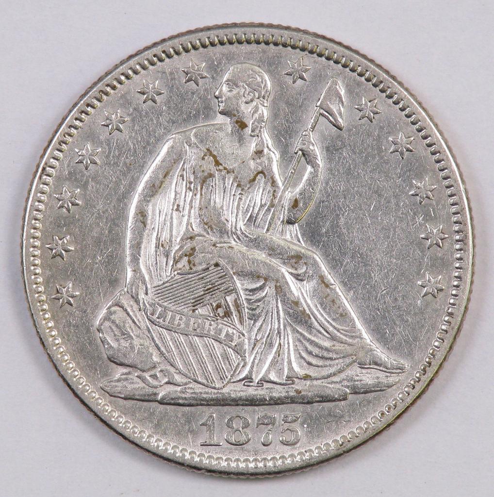 1875 P Seated Liberty Half Dollar.