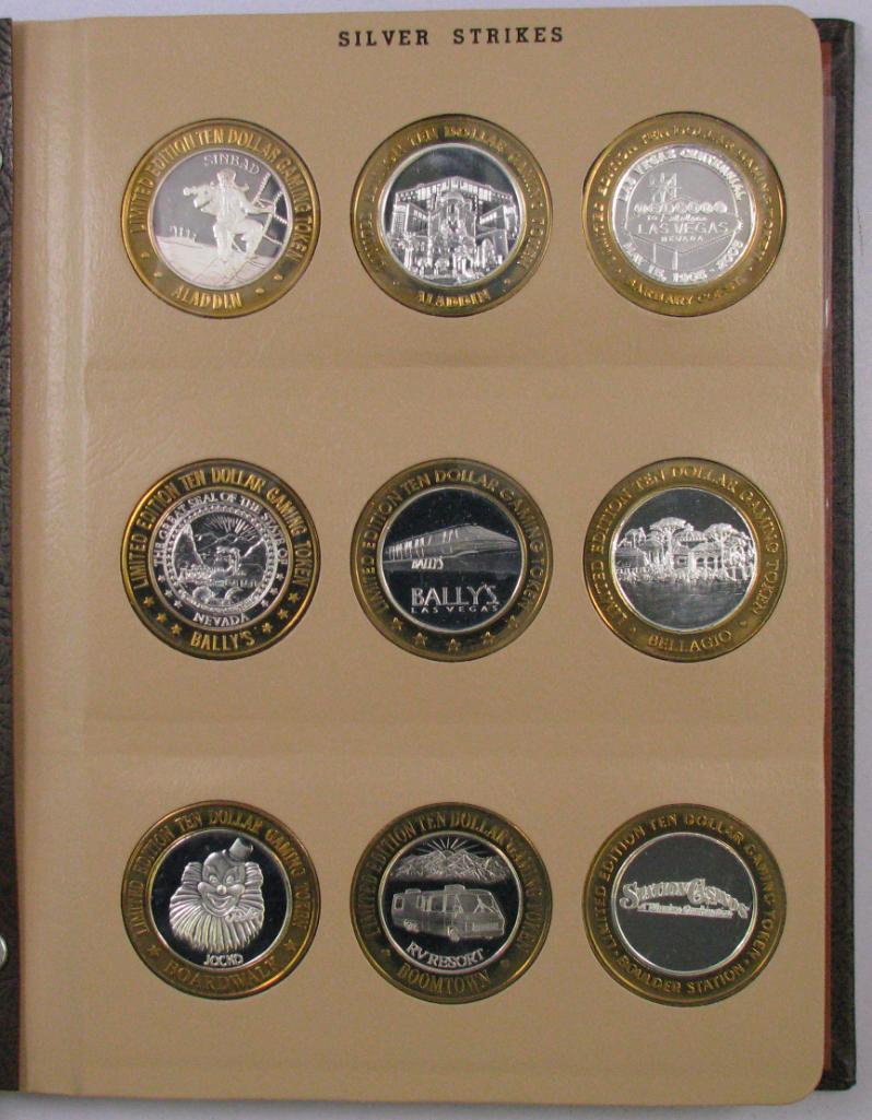 Lot of (45) .999 Silver Casino Gaming Tokens in Dansco Album 7003.