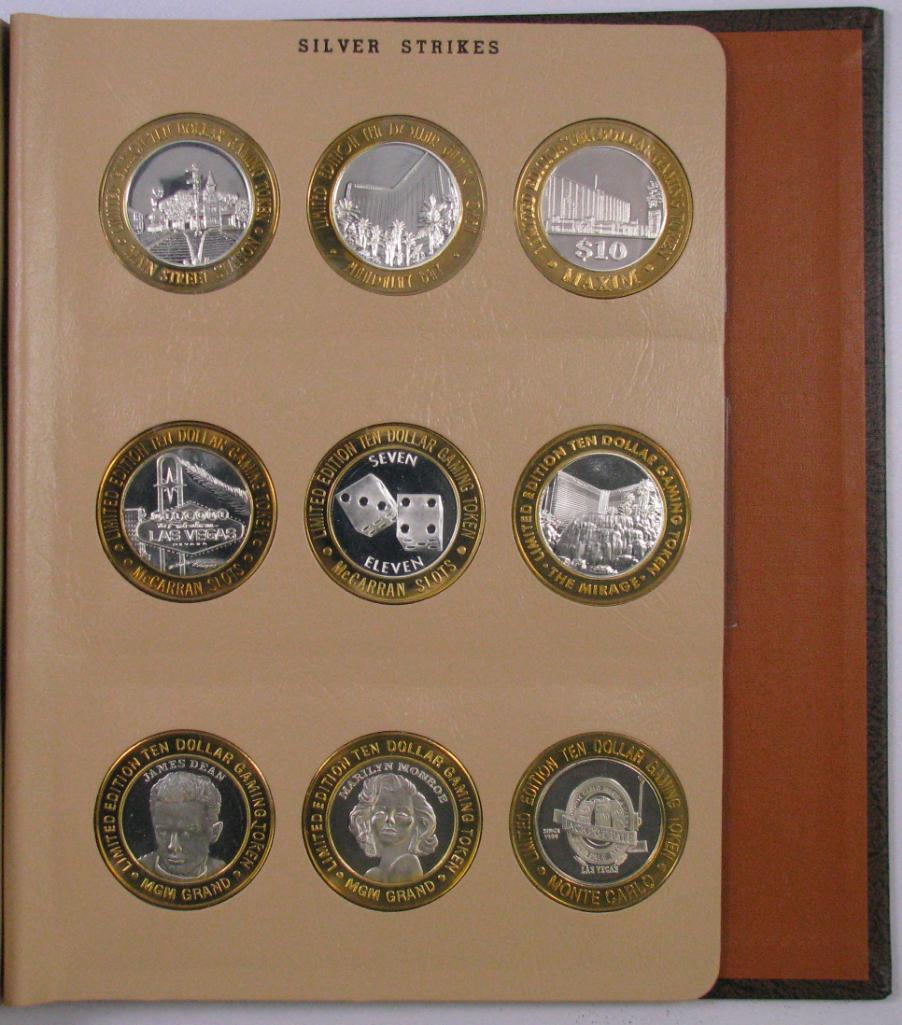 Lot of (45) .999 Silver Casino Gaming Tokens in Dansco Album 7003.