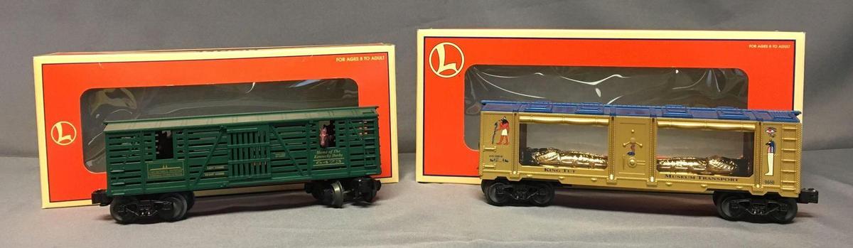 Group of 2 Lionel King Tut Museum Car and Kentucky Derby Horse Train Cars