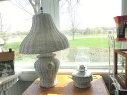 Group of two wicker lamps