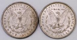 Lot of (2) 1882 O Morgan Silver Dollars.