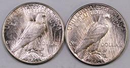 Lot of (2) 1923 S Peace Silver Dollars.