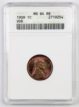 1909 VDB Lincoln Wheat Cent (ANACS) MS64RB