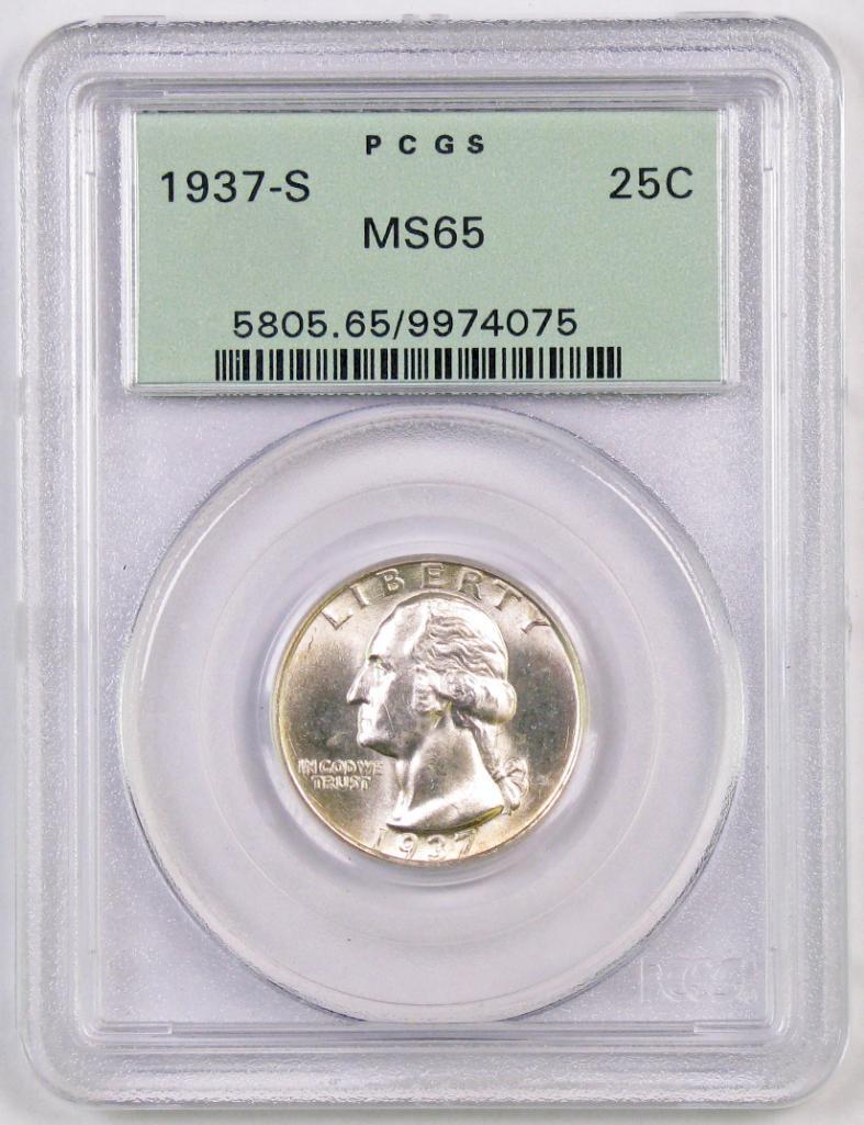 1937 S Washington Quarter (PCGS) MS65.