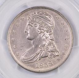 1838 Capped Bust Half Dollar (PCGS) Genuine Unc Details Cleaning.