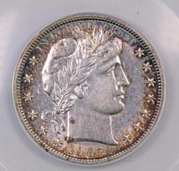 1907 P Barber Half Dollar (ANACS) AU58.