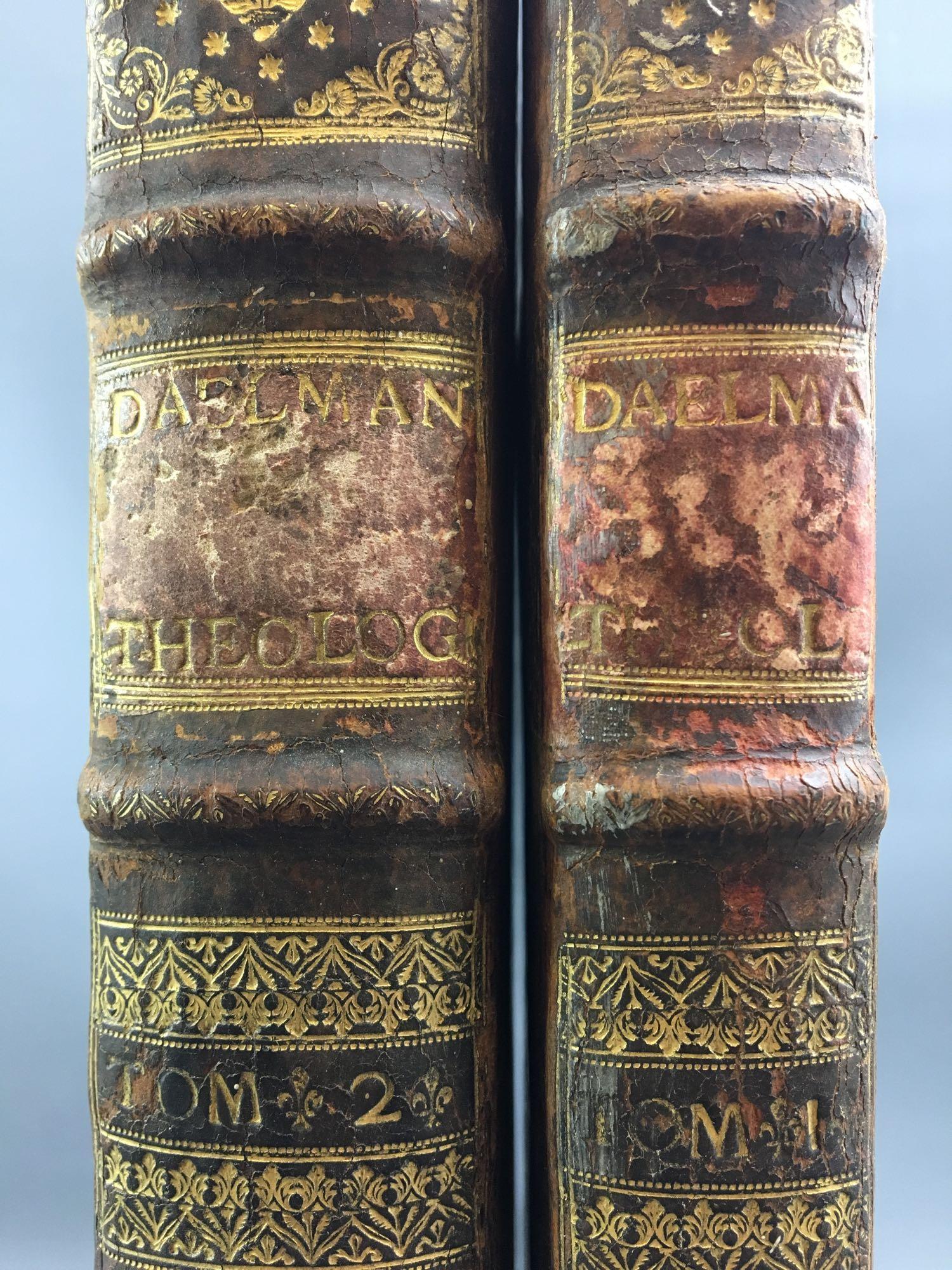 Group of 2 Antique Daelman Theologia Volumes 1 and 2 Books