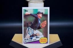 Signed Houston Astro Nolan Ryan Baseball and Trading Card with Display