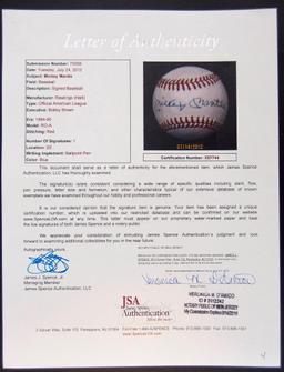 Signed New York Yankee Mickey Mantle Baseball with JSA COA