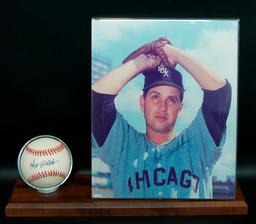 Signed Chicago White Sox Hoyt Wilhelm Baseball and Photograph with Display