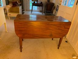 Antique walnut dropleaf table with turned legs