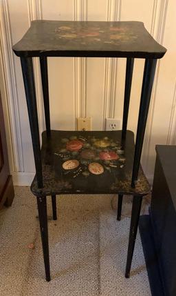 Pair of vintage side tables with hand-painted floral design