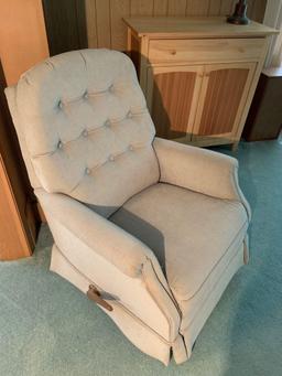 Cream upholstered recliner