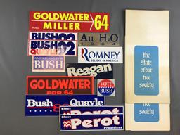 Group of Political Bumper Stickers and more
