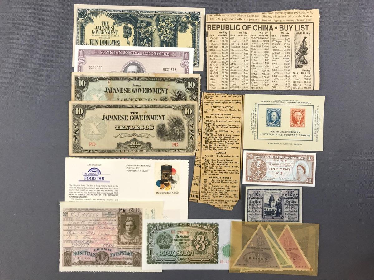 Group of banknotes and more