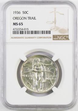 1936 Oregon Trail Commemorative Silver Half Dollar (NGC) MS65.