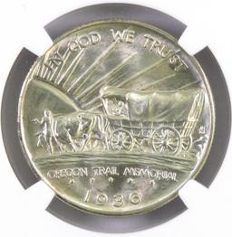 1936 Oregon Trail Commemorative Silver Half Dollar (NGC) MS65.