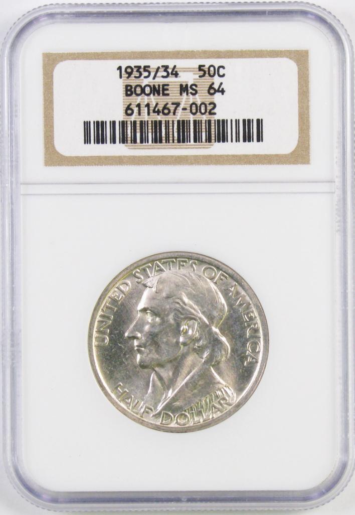 1935/34 Boone Commemorative Silver Half Dollar (NGC) MS64.