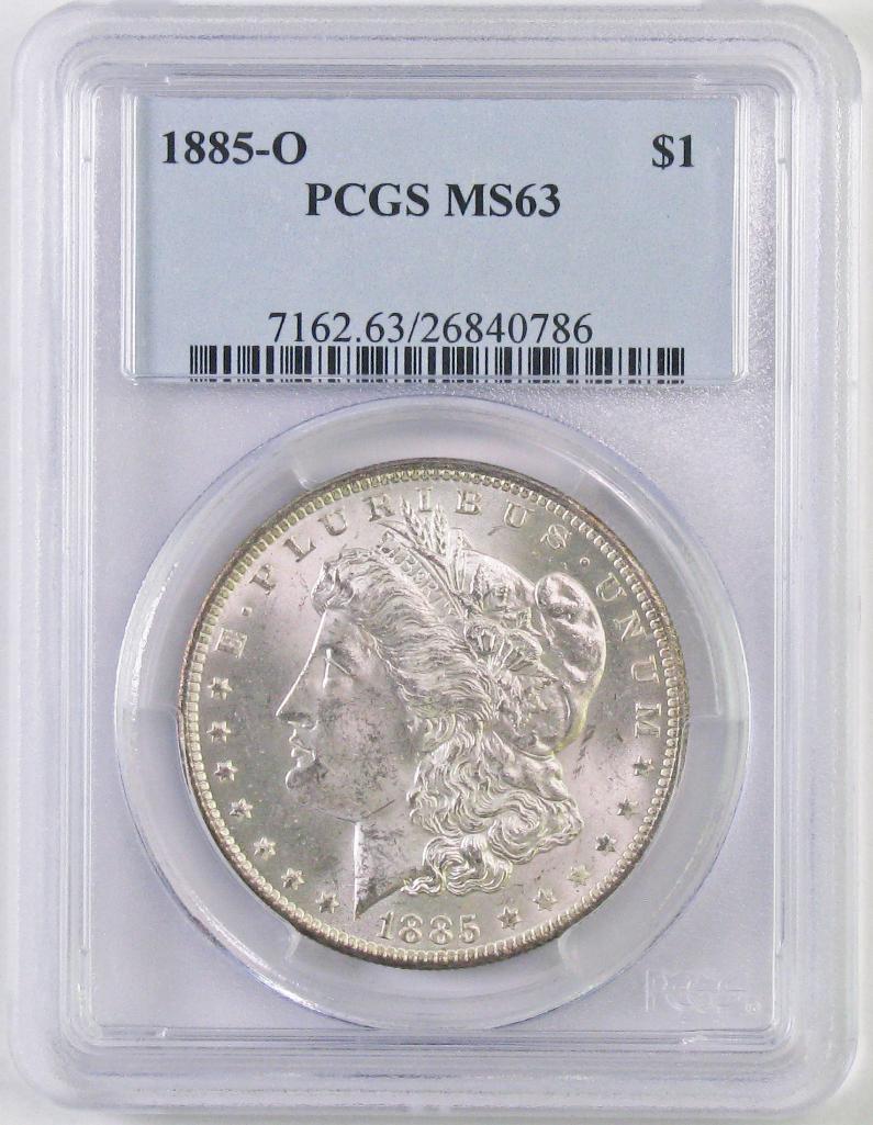 1885 O Morgan Silver Dollar (PCGS) MS63.