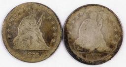 Lot of (2) Seated Liberty Silver Quarters.