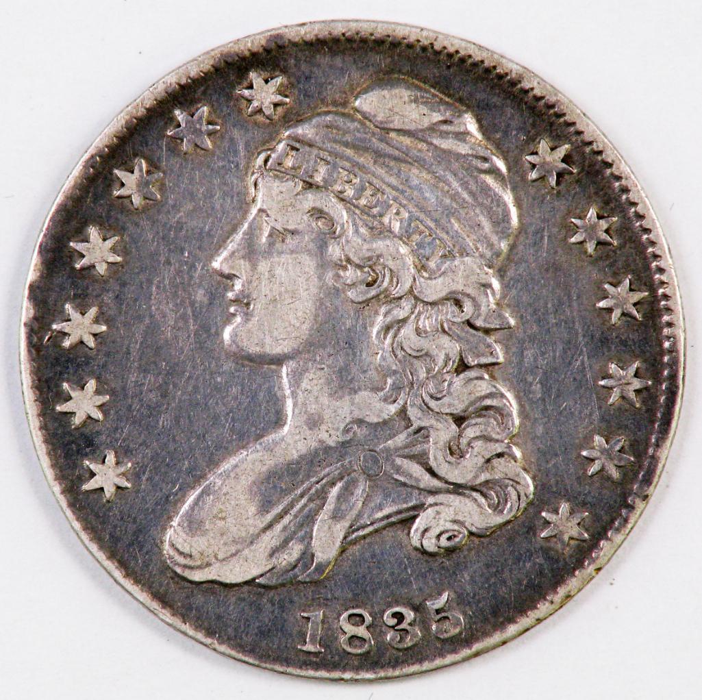 1853 Capped Bust Silver Half Dollar.